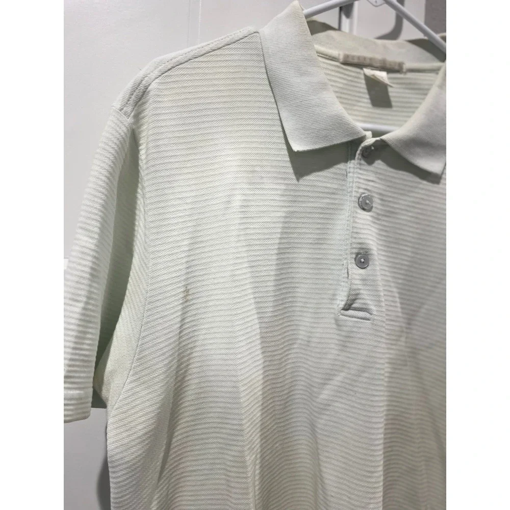 Perry Ellis Womens XL Light Green Ribbed 100% Cotton Short Sleeve Polo Shirt - Picture 3 of 6